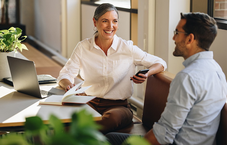 Senior businesswoman in a meeting with a business partner.